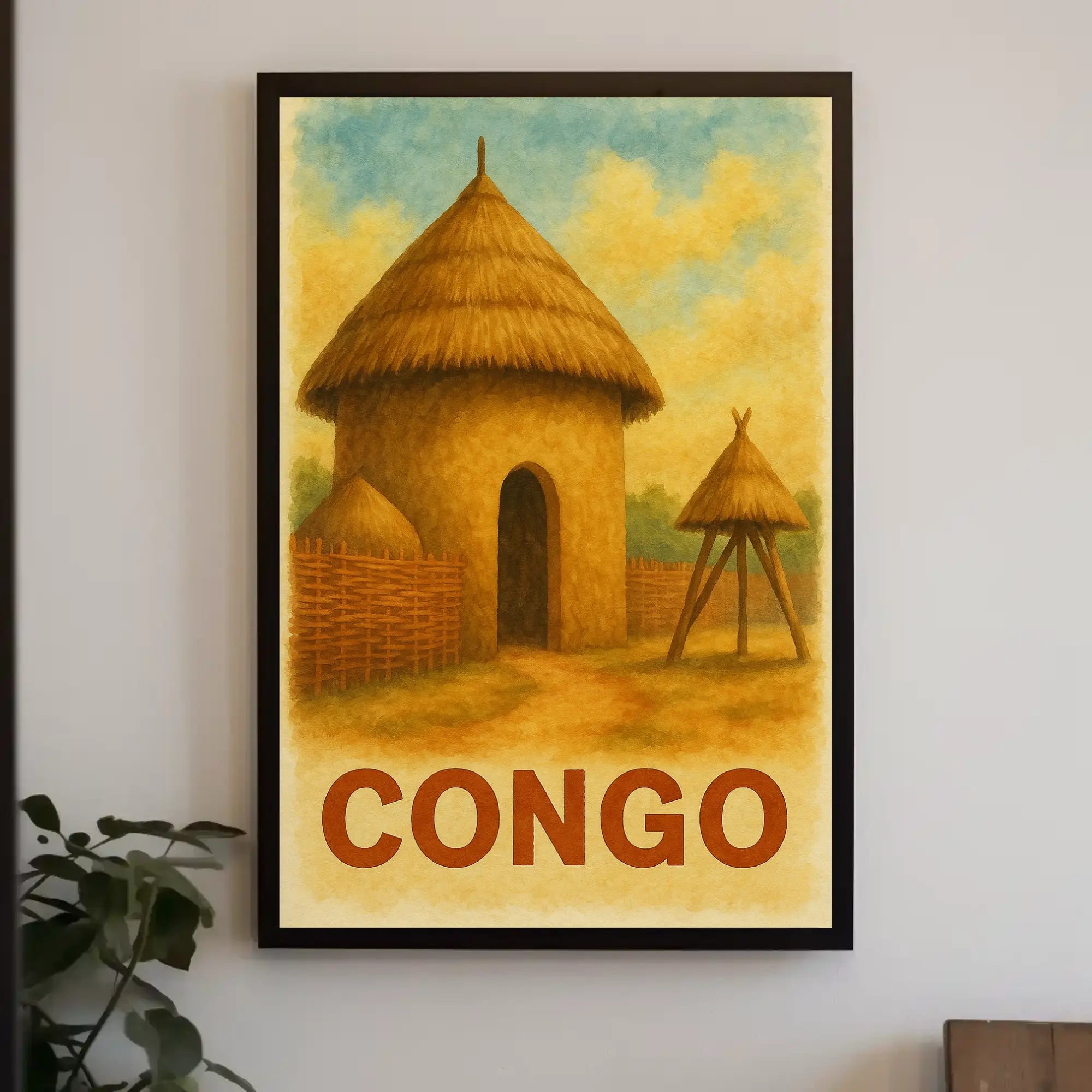 Vintage African Architecture Travel Poster PosterGoat
