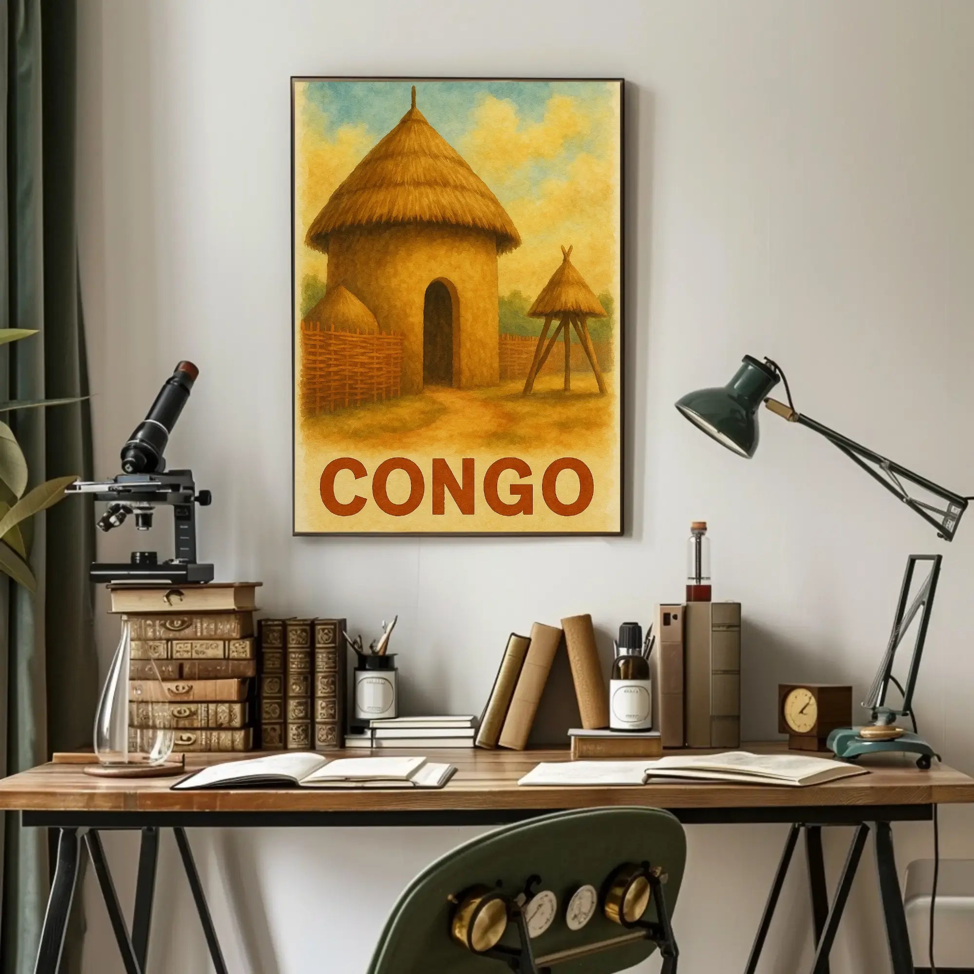 Vintage African Architecture Travel Poster PosterGoat