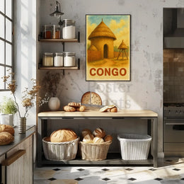 Vintage African Architecture Travel Poster PosterGoat