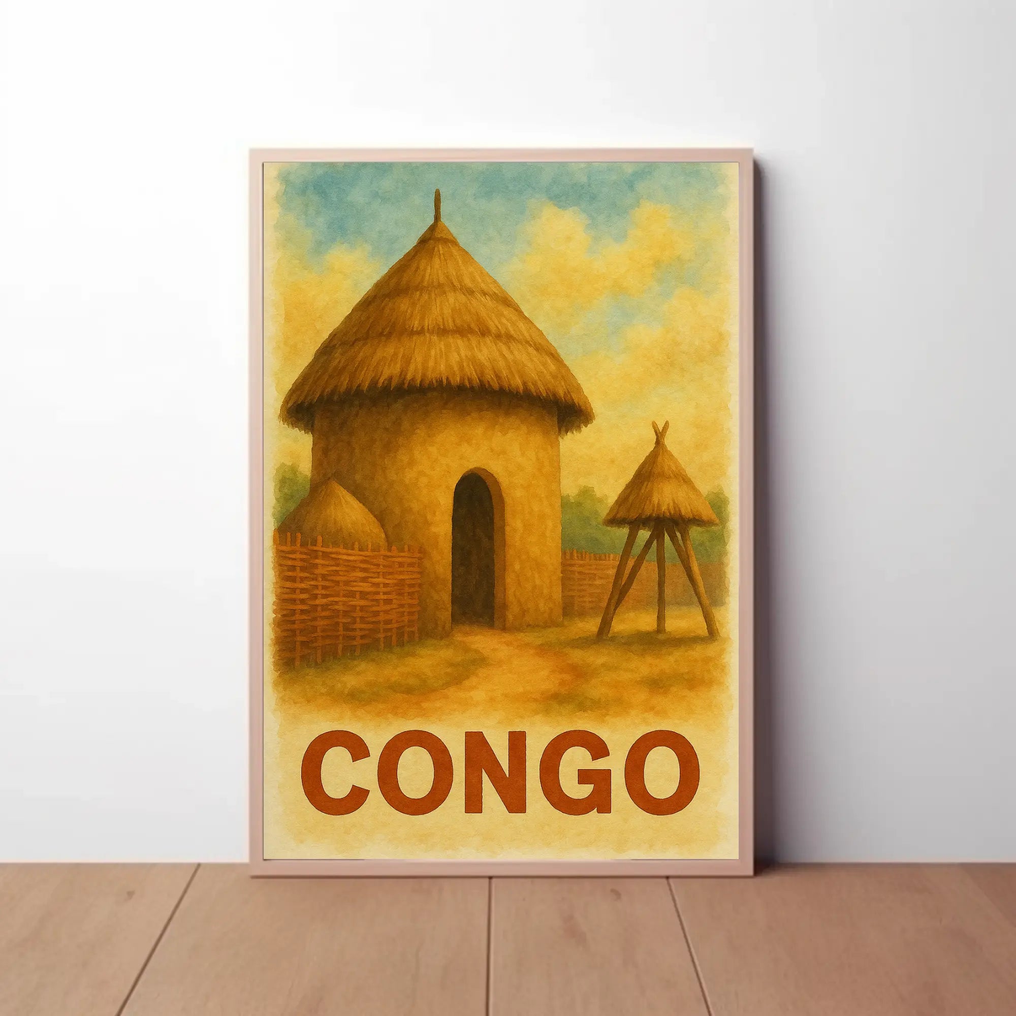 Vintage African Architecture Travel Poster PosterGoat