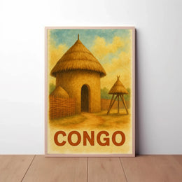 Vintage African Architecture Travel Poster PosterGoat