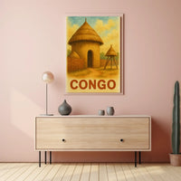 Vintage African Architecture Travel Poster PosterGoat
