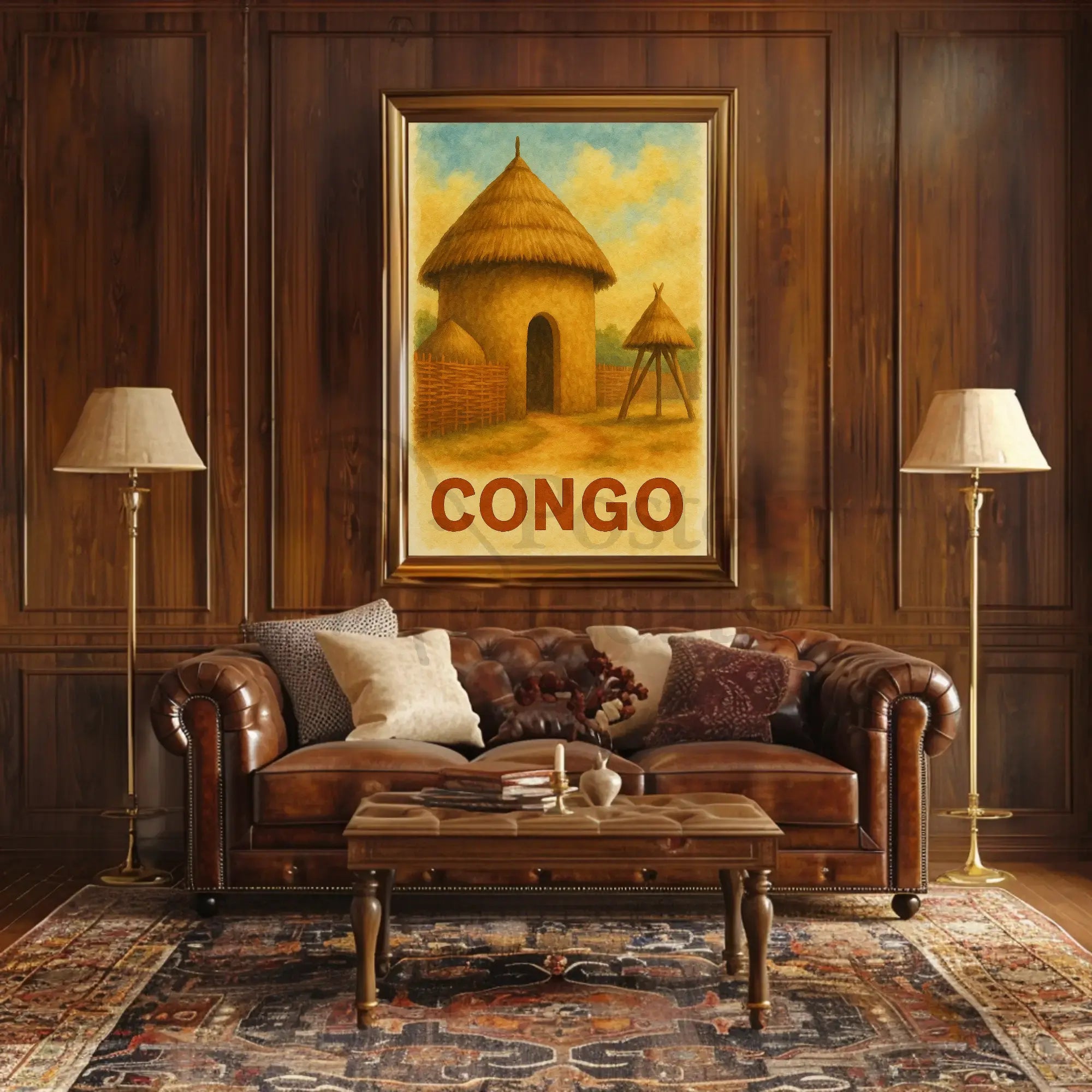 Vintage African Architecture Travel Poster PosterGoat