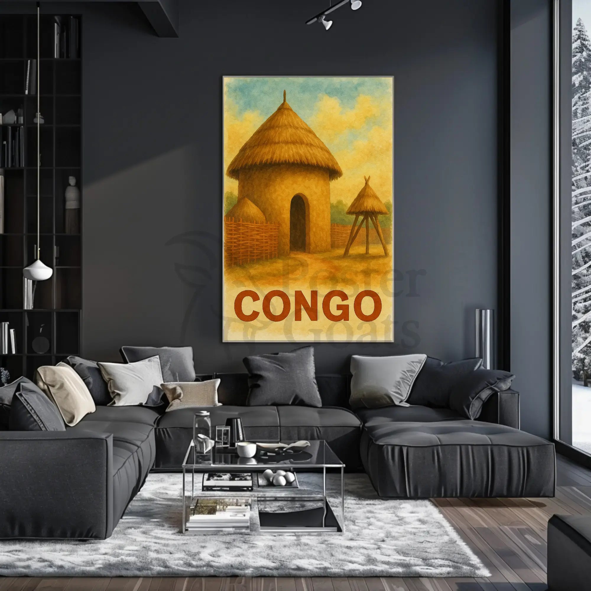 Vintage African Architecture Travel Poster PosterGoat