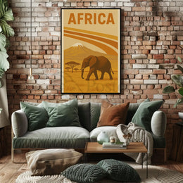Vintage African Elephant Savanna Adventure Travel Poster PosterGoat