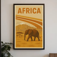 Vintage African Elephant Savanna Adventure Travel Poster PosterGoat