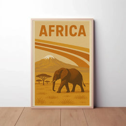 Vintage African Elephant Savanna Adventure Travel Poster PosterGoat