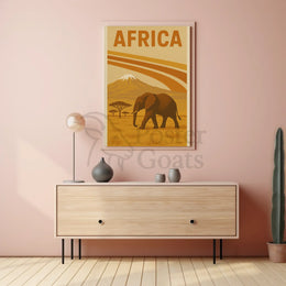 Vintage African Elephant Savanna Adventure Travel Poster PosterGoat