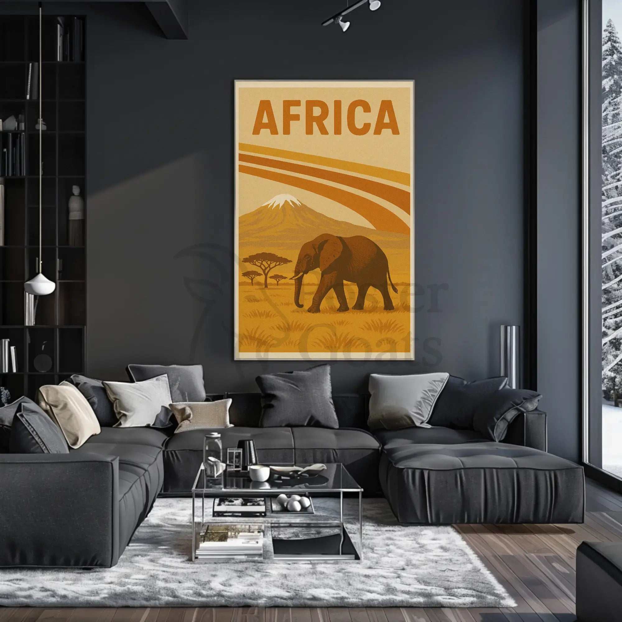 Vintage African Elephant Savanna Adventure Travel Poster PosterGoat