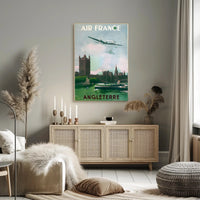 Vintage Air France Travel Poster Depicting Gothic London Landmarks PosterGoat