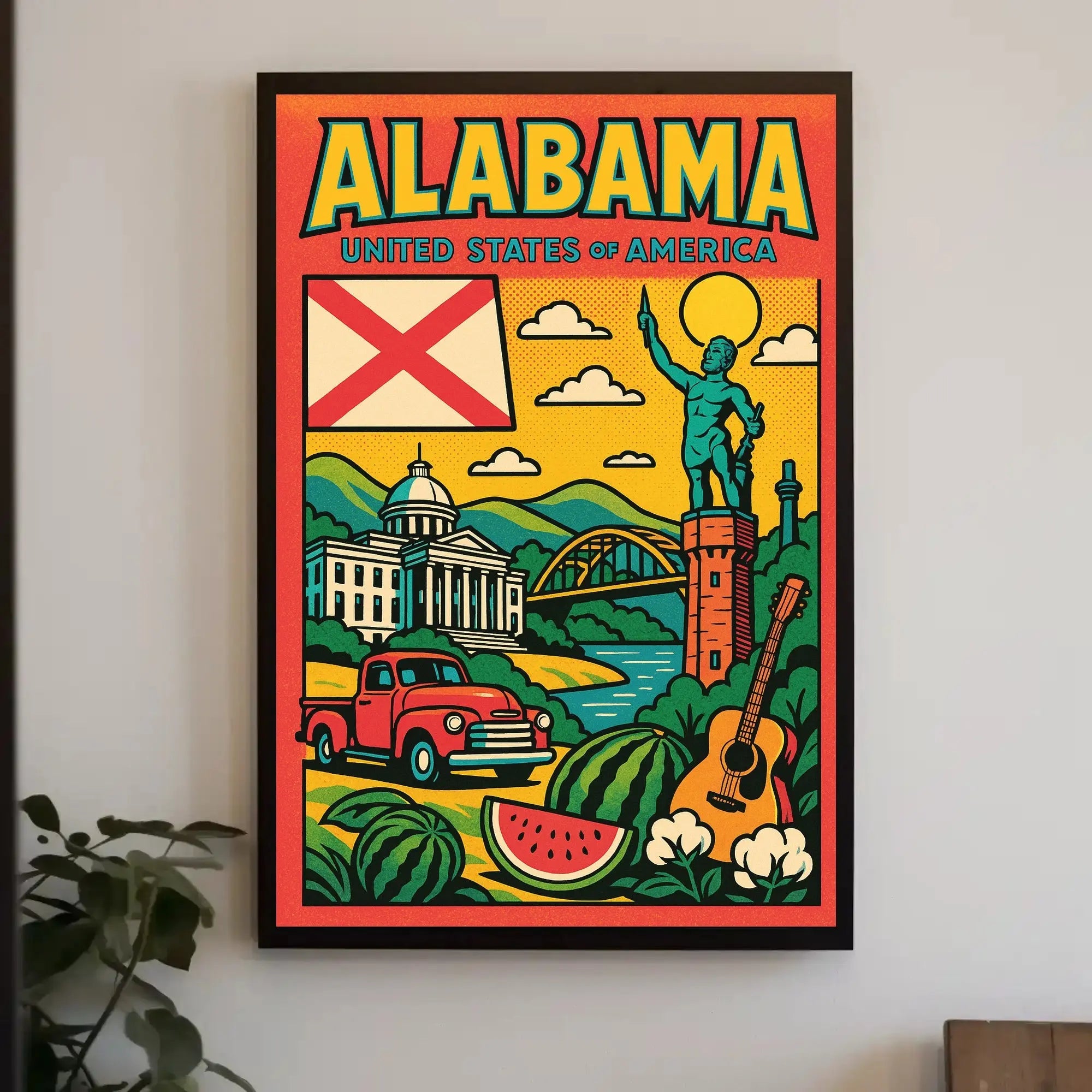 Vintage Alabama State Travel Poster with Retro Vibes PosterGoat