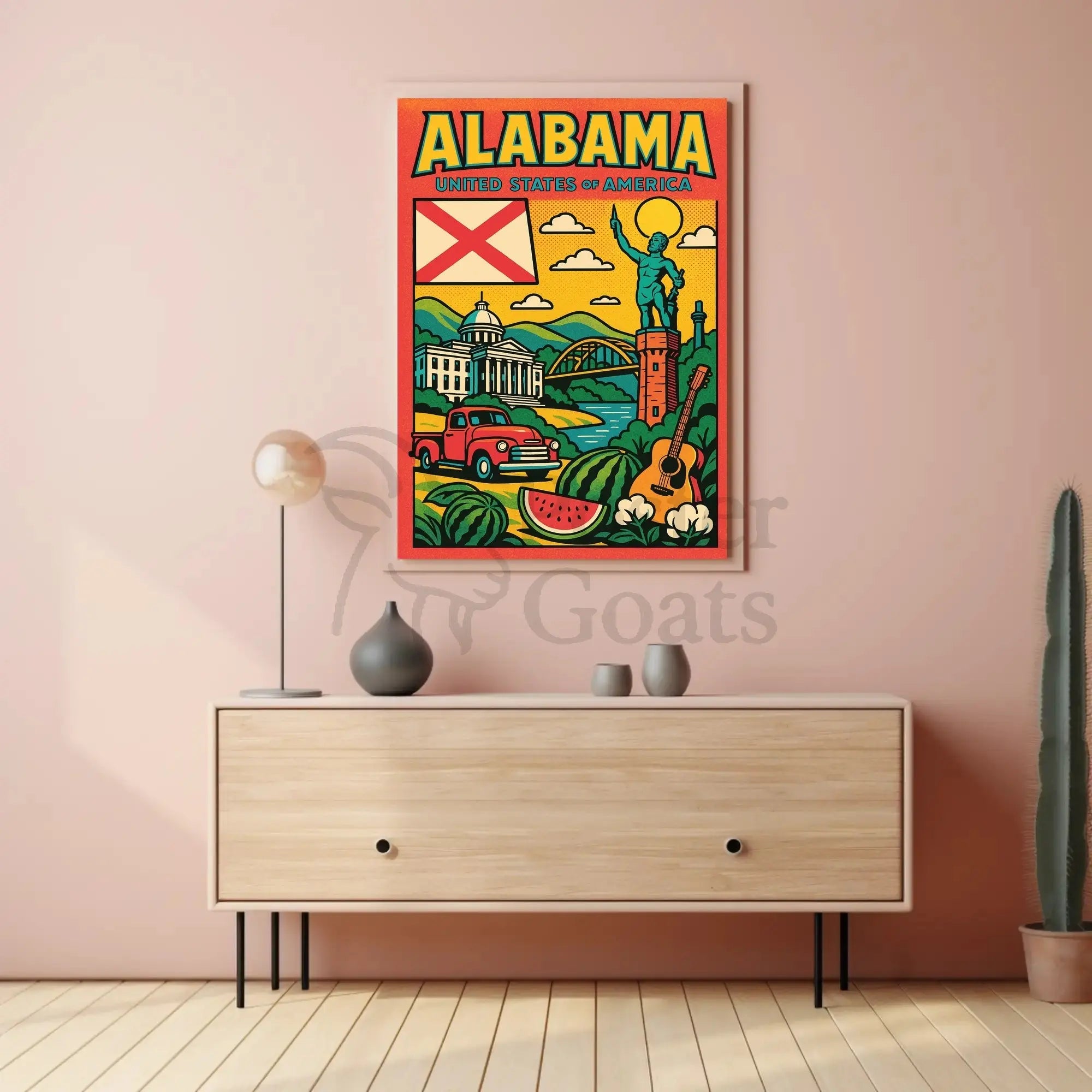 Vintage Alabama State Travel Poster with Retro Vibes PosterGoat