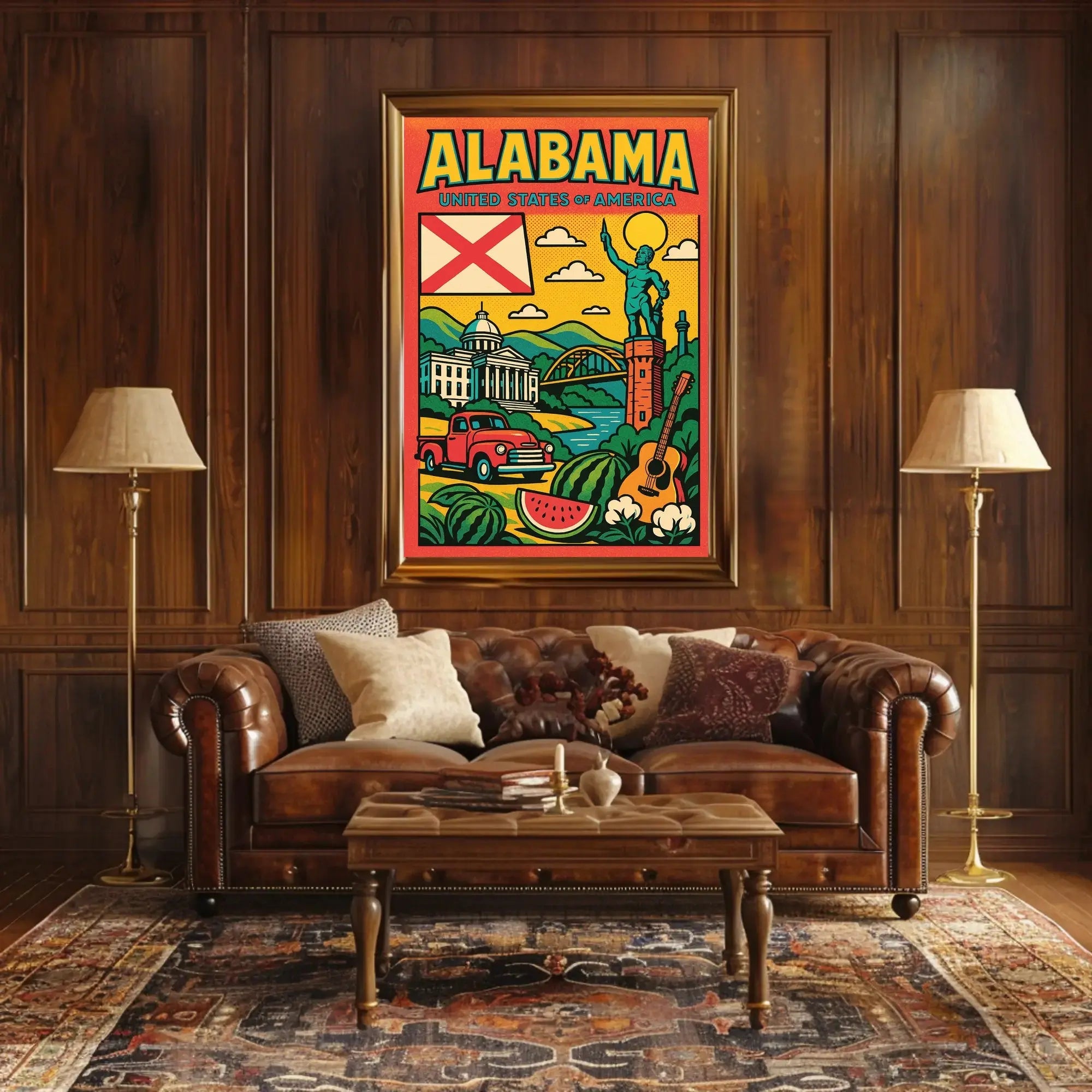 Vintage Alabama State Travel Poster with Retro Vibes PosterGoat