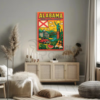 Vintage Alabama State Travel Poster with Retro Vibes PosterGoat