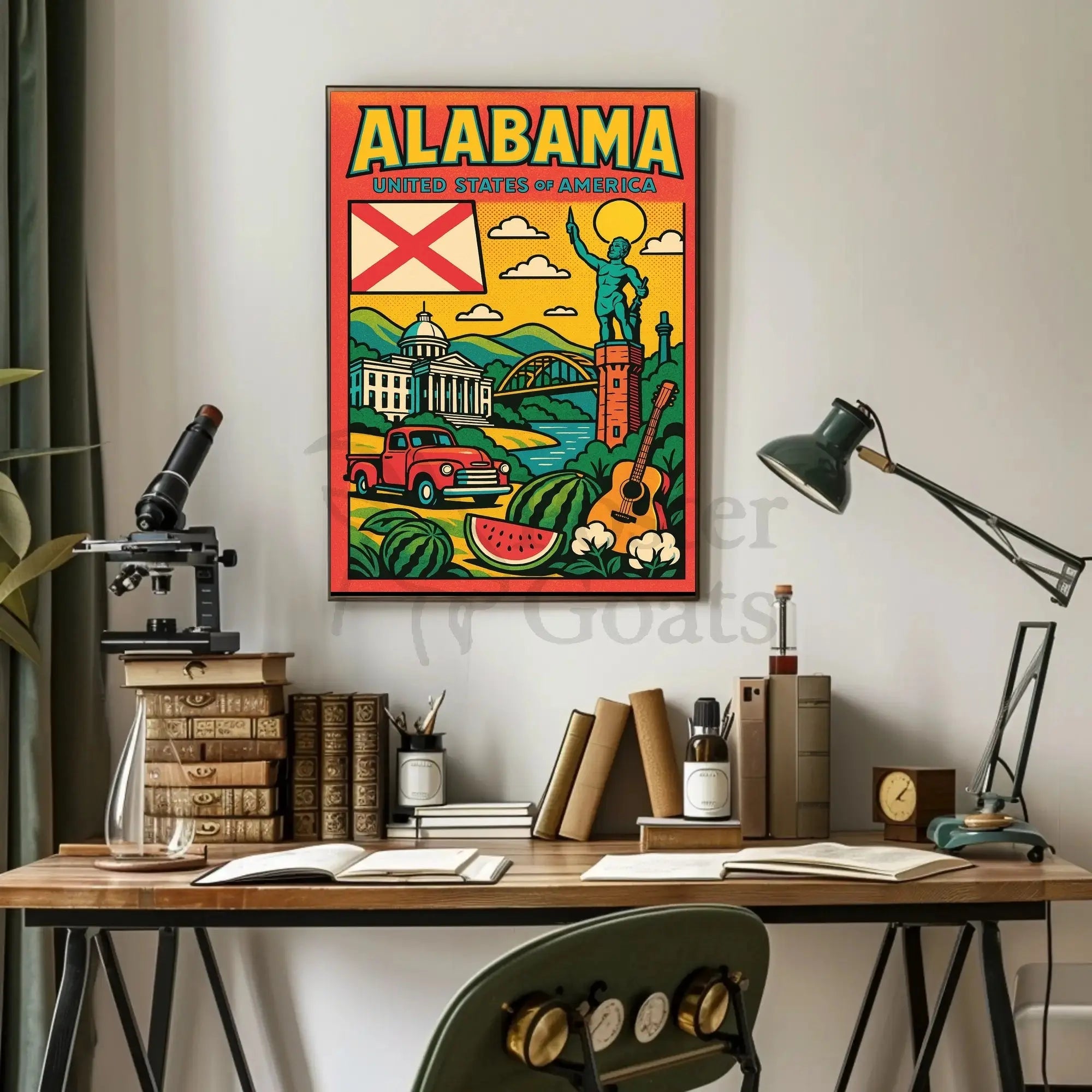 Vintage Alabama State Travel Poster with Retro Vibes PosterGoat