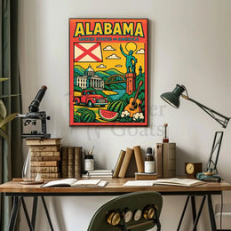 Vintage Alabama State Travel Poster with Retro Vibes PosterGoat