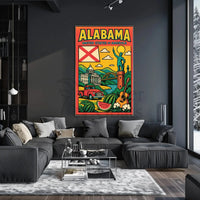 Vintage Alabama State Travel Poster with Retro Vibes PosterGoat