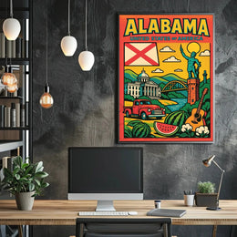 Vintage Alabama State Travel Poster with Retro Vibes PosterGoat