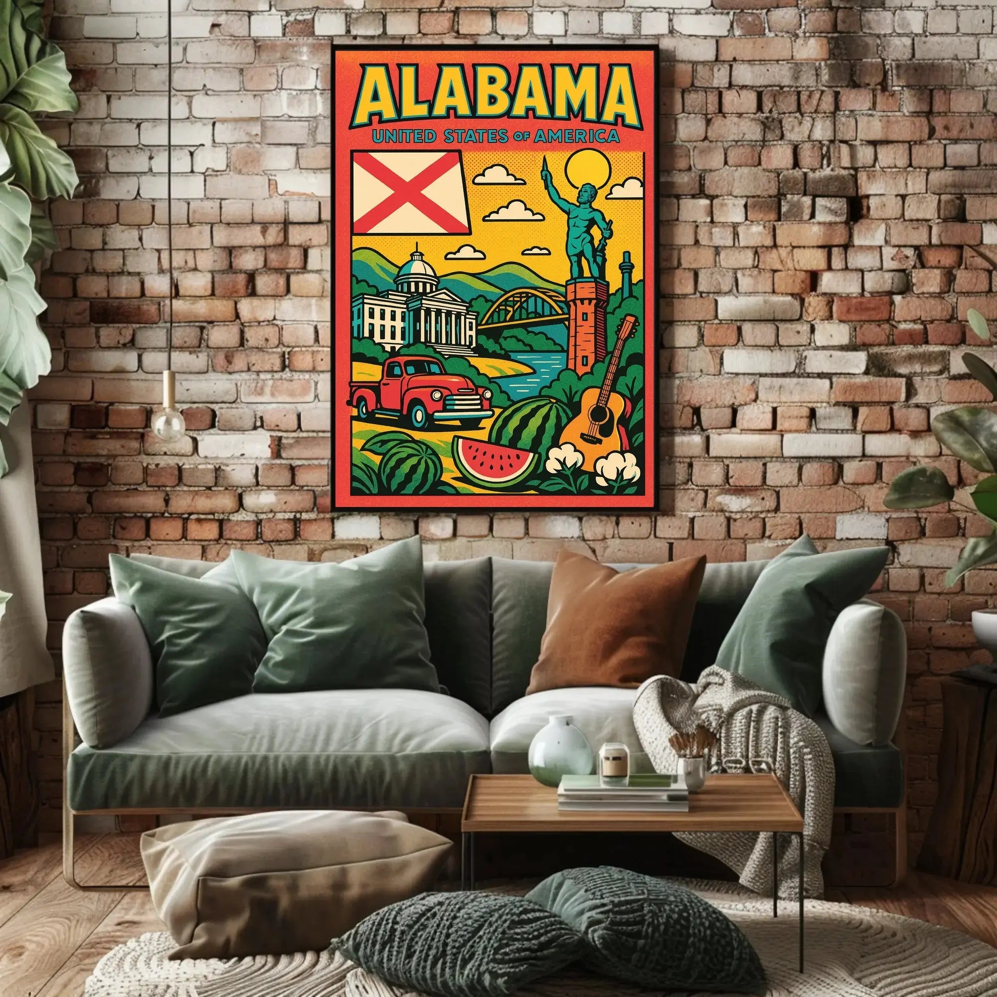 Vintage Alabama State Travel Poster with Retro Vibes PosterGoat