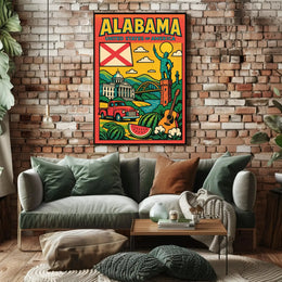 Vintage Alabama State Travel Poster with Retro Vibes PosterGoat