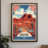 Vintage Arizona Desert Road Trip Travel Poster PosterGoat