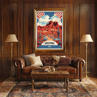 Vintage Arizona Desert Road Trip Travel Poster PosterGoat