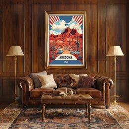 Vintage Arizona Desert Road Trip Travel Poster PosterGoat