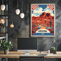 Vintage Arizona Desert Road Trip Travel Poster PosterGoat