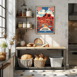 Vintage Arizona Desert Road Trip Travel Poster PosterGoat