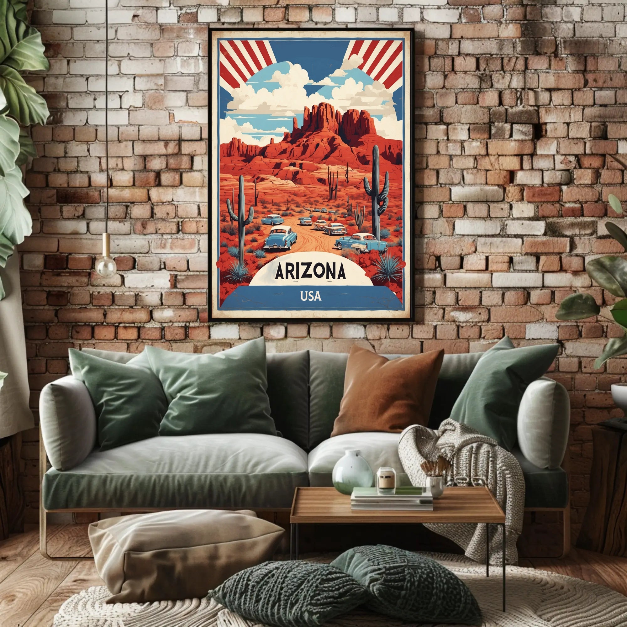 Vintage Arizona Desert Road Trip Travel Poster PosterGoat