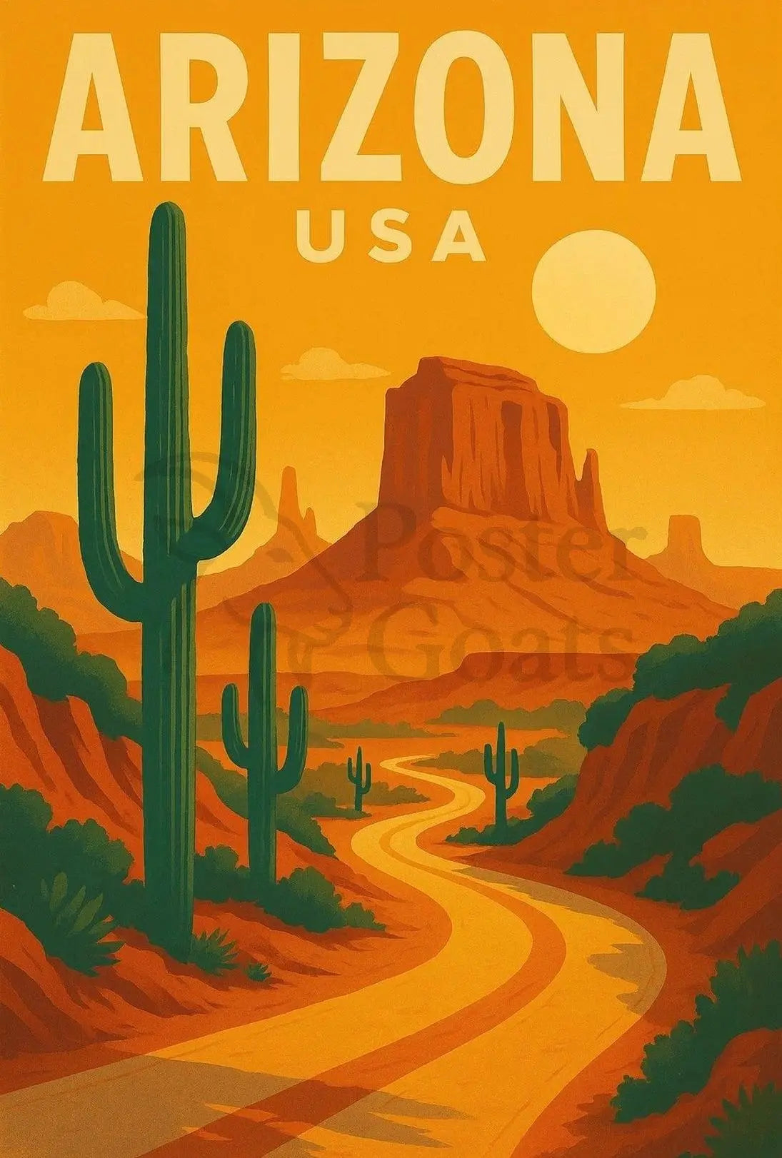 Vintage Arizona Desert Travel Art Poster PosterGoat