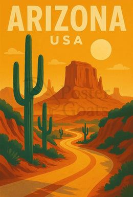 Vintage Arizona Desert Travel Art Poster PosterGoat
