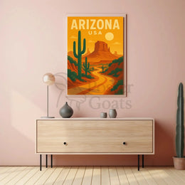 Vintage Arizona Desert Travel Art Poster PosterGoat