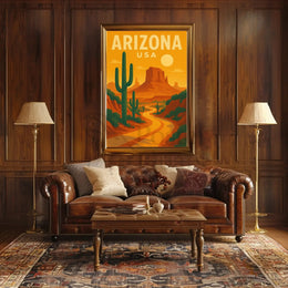 Vintage Arizona Desert Travel Art Poster PosterGoat