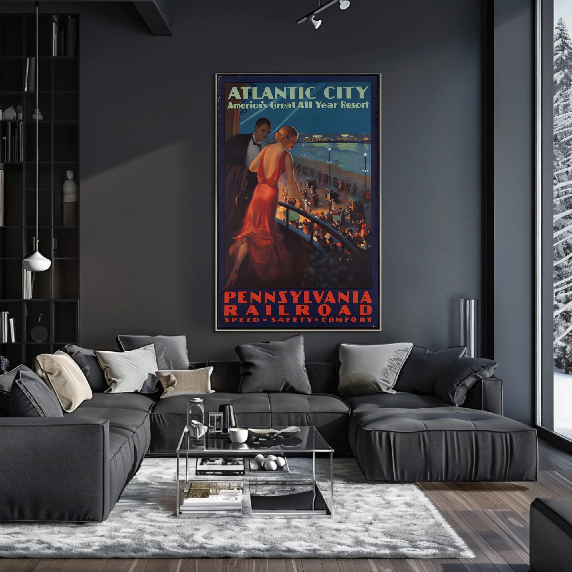 Vintage Atlantic City Travel Poster with Art Deco Design PosterGoat