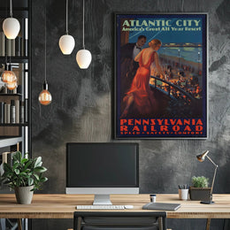 Vintage Atlantic City Travel Poster with Art Deco Design PosterGoat