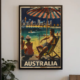 Vintage Australian Beach Scene Travel Poster PosterGoat