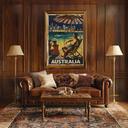 Vintage Australian Beach Scene Travel Poster PosterGoat