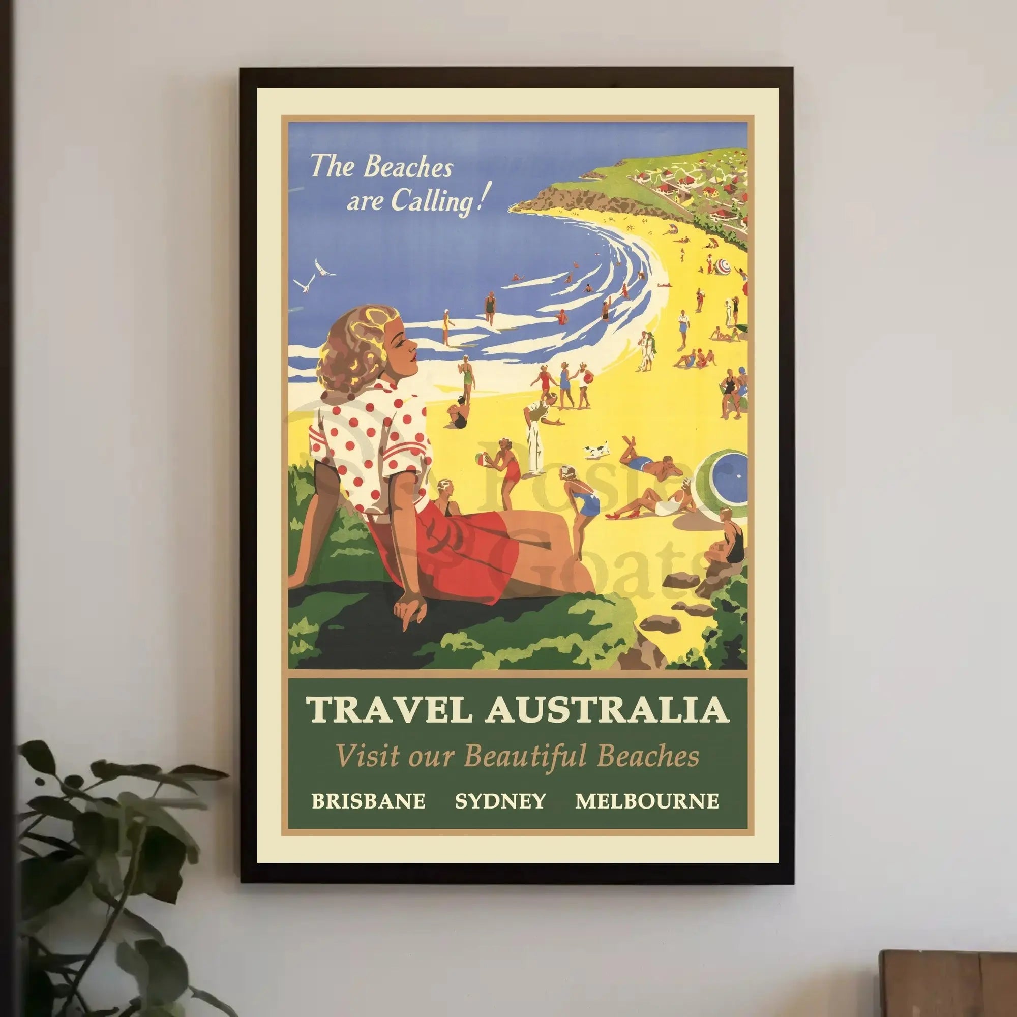 Vintage Australian Beach Travel Poster: Sydney, Melbourne, Brisbane PosterGoat