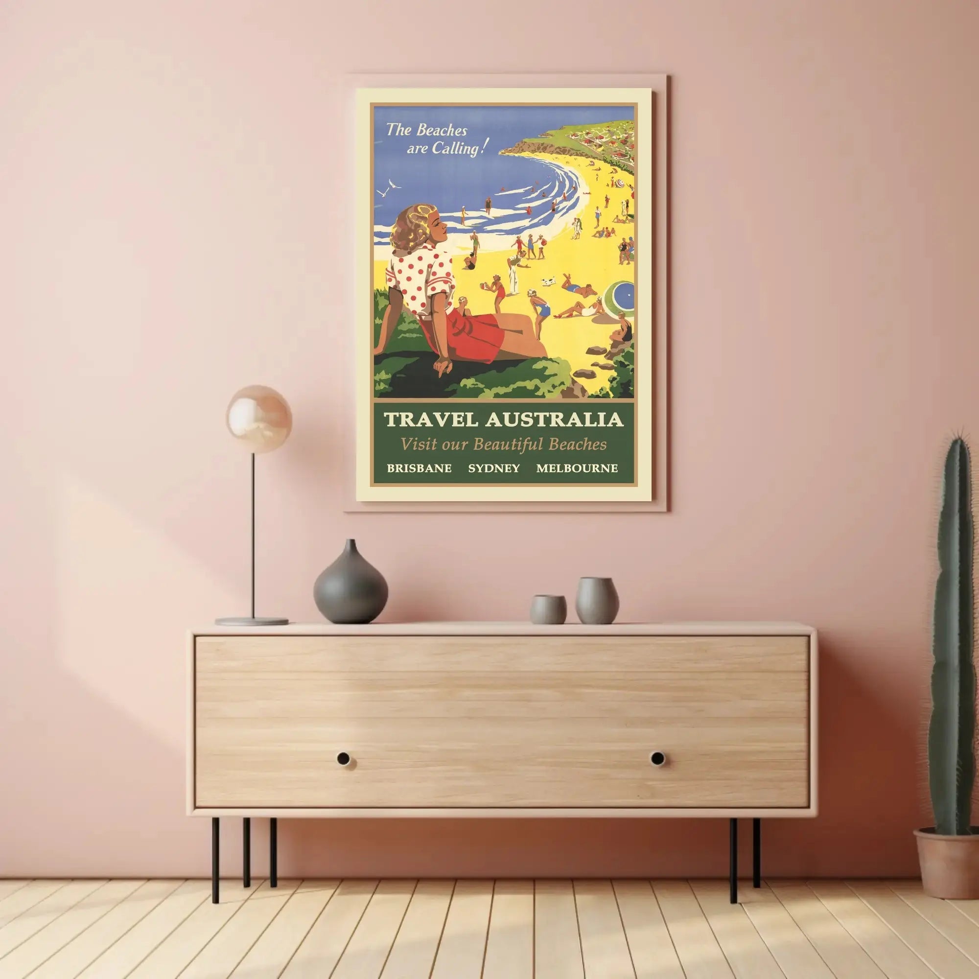 Vintage Australian Beach Travel Poster: Sydney, Melbourne, Brisbane PosterGoat