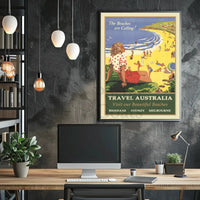 Vintage Australian Beach Travel Poster: Sydney, Melbourne, Brisbane PosterGoat