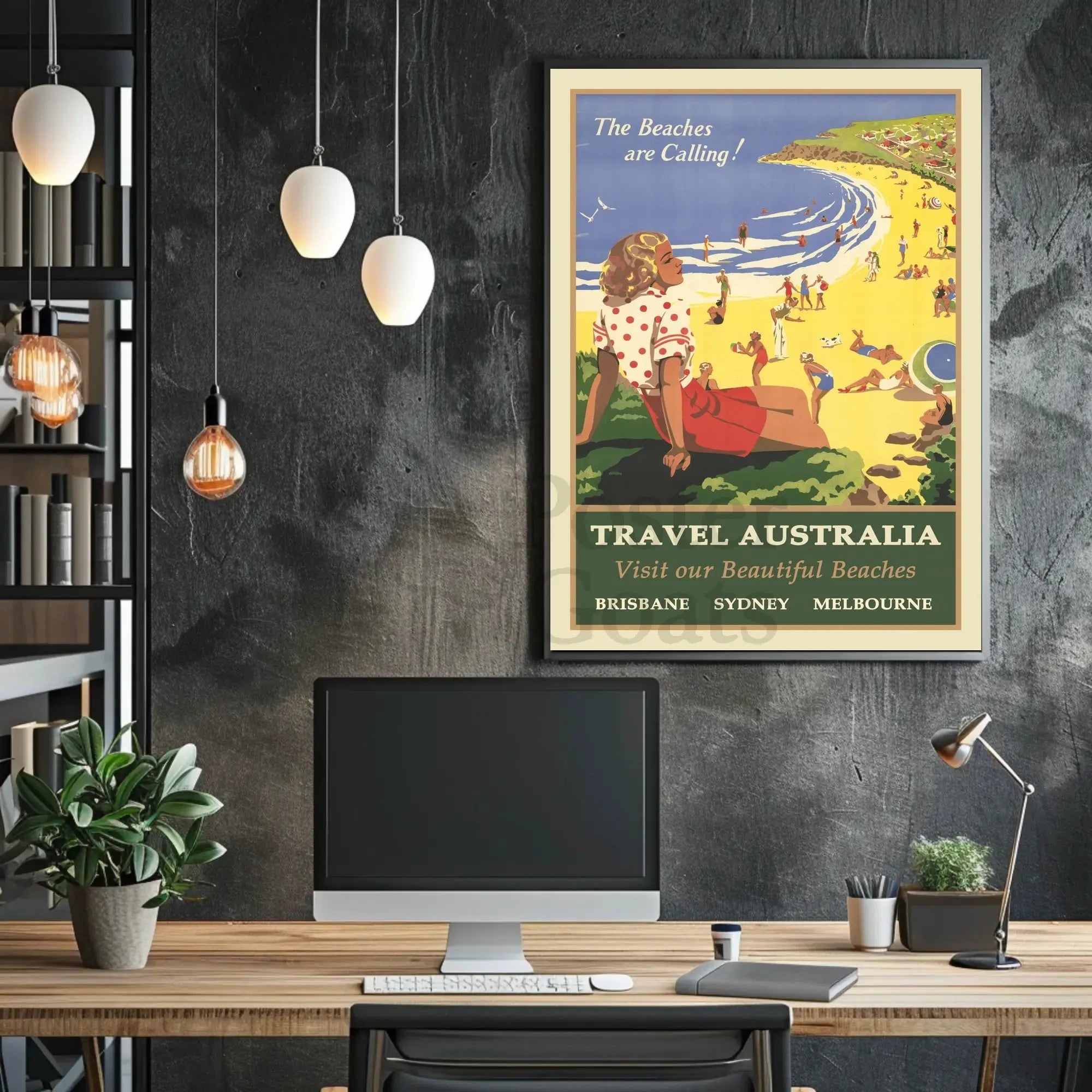 Vintage Australian Beach Travel Poster: Sydney, Melbourne, Brisbane PosterGoat