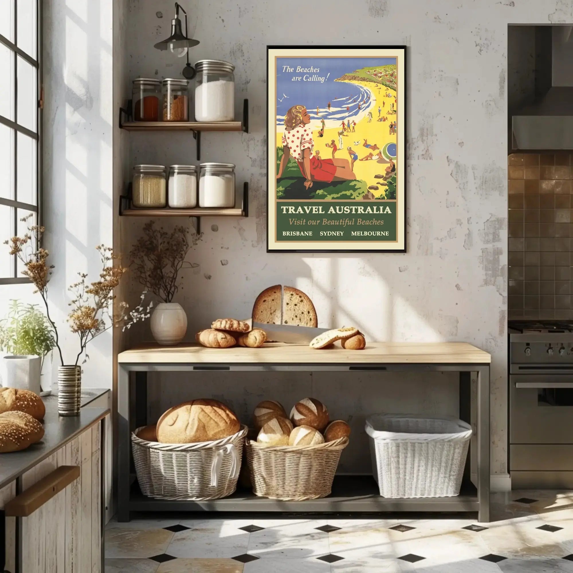 Vintage Australian Beach Travel Poster: Sydney, Melbourne, Brisbane PosterGoat