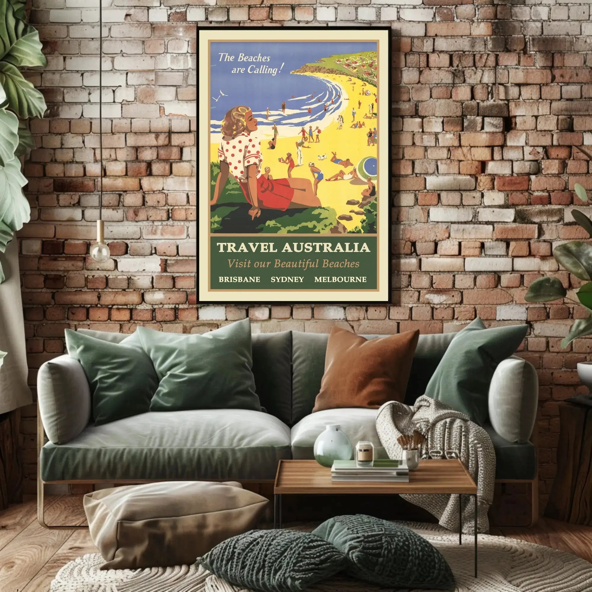 Vintage Australian Beach Travel Poster: Sydney, Melbourne, Brisbane PosterGoat