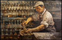 Vintage Bartender Immortalized in Artistic Poster PosterGoat