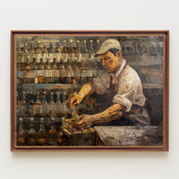 Vintage Bartender Immortalized in Artistic Poster PosterGoat