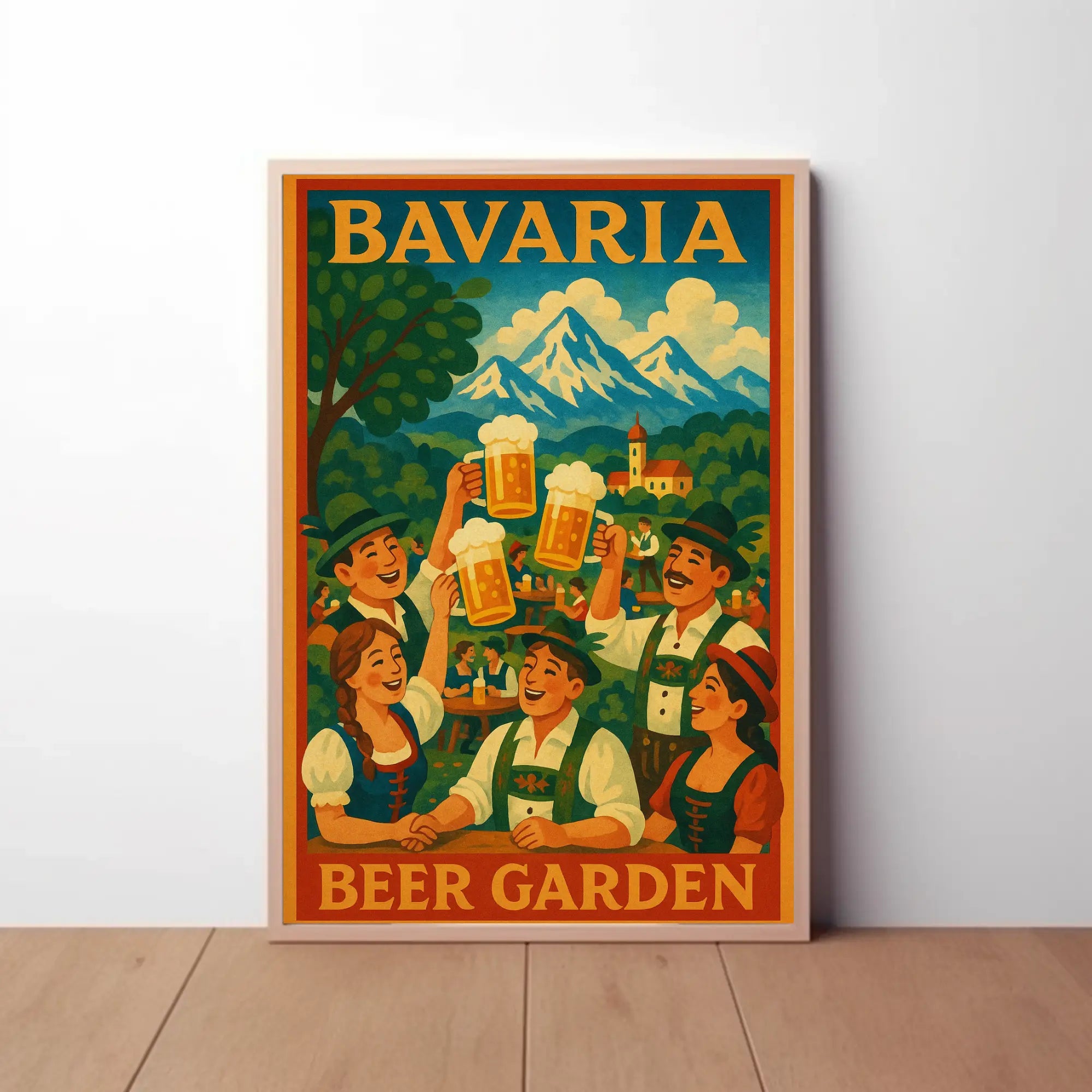Vintage Bavarian Beer Garden Celebration Cultural Poster PosterGoat