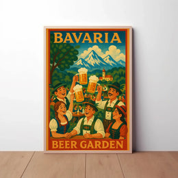 Vintage Bavarian Beer Garden Celebration Cultural Poster PosterGoat