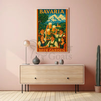 Vintage Bavarian Beer Garden Celebration Cultural Poster PosterGoat
