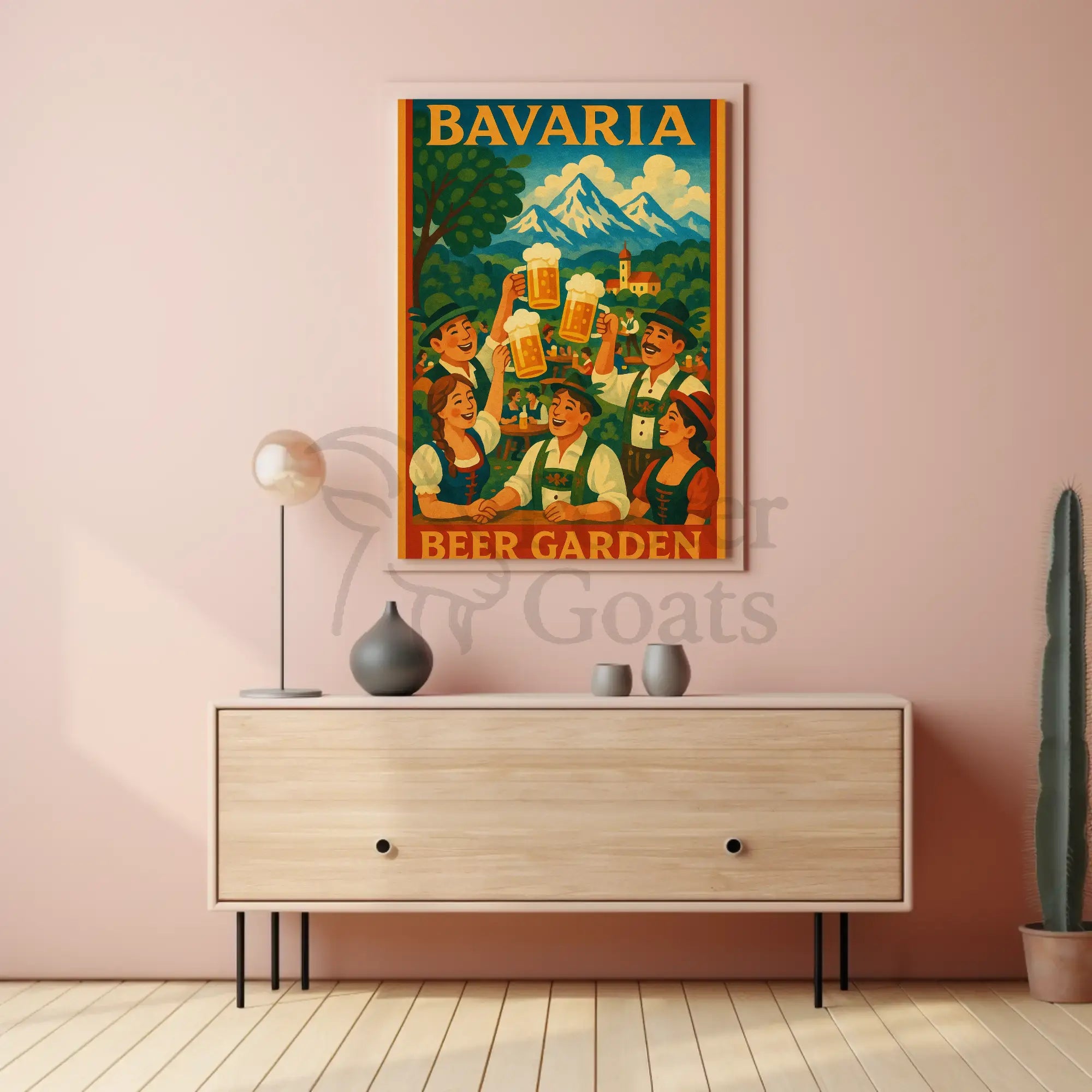 Vintage Bavarian Beer Garden Celebration Cultural Poster PosterGoat